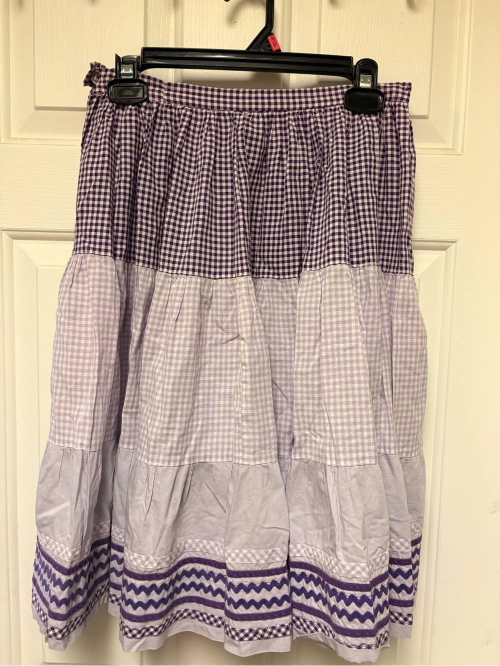 Purple Gingham Tiered Skirt